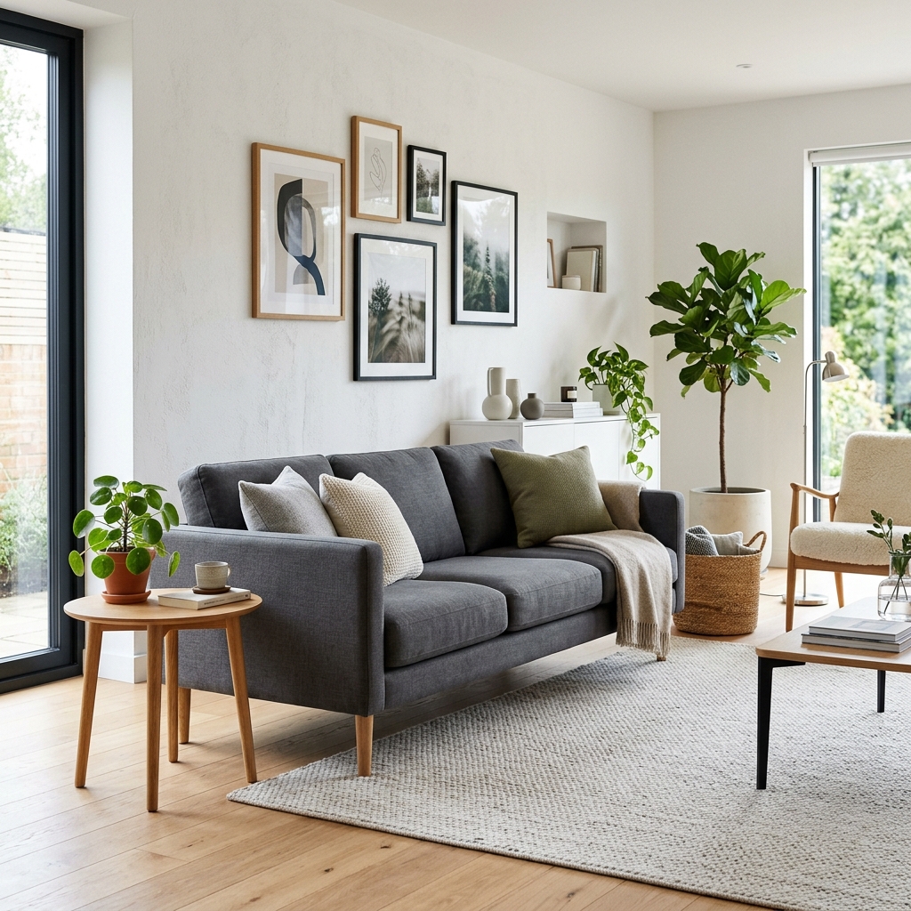 Sofa Minimalis 3-Seater Abu-Abu